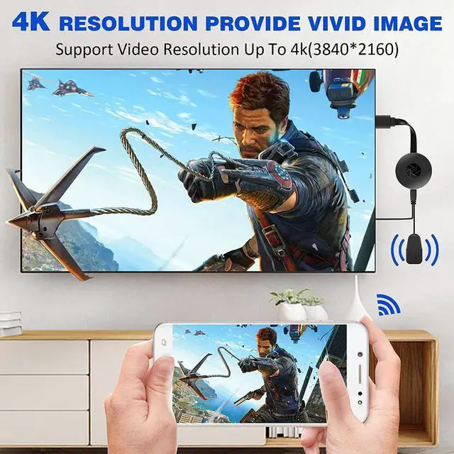Alt view image 3 of 7 - Wireless Display Dongle Adapter, Tsemy 4K HDMI Wireless Adapter MiraScreen Dongle Streaming Media Player Screen Mirroring from Small to Big Screen, Support Miracast Airplay DLNA TV Monitor Projector