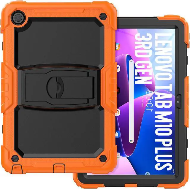 Alt view image 3 of 7 - BONAEVER ShockProof Cover Case for Lenovo Tab M10 Plus 3rd Generation 10.6 inch 2022 Model TB-125FU / TB-128FU / TB-128XU with Stand and & Shoulder Strap & Built-in Screen Protector Orange
