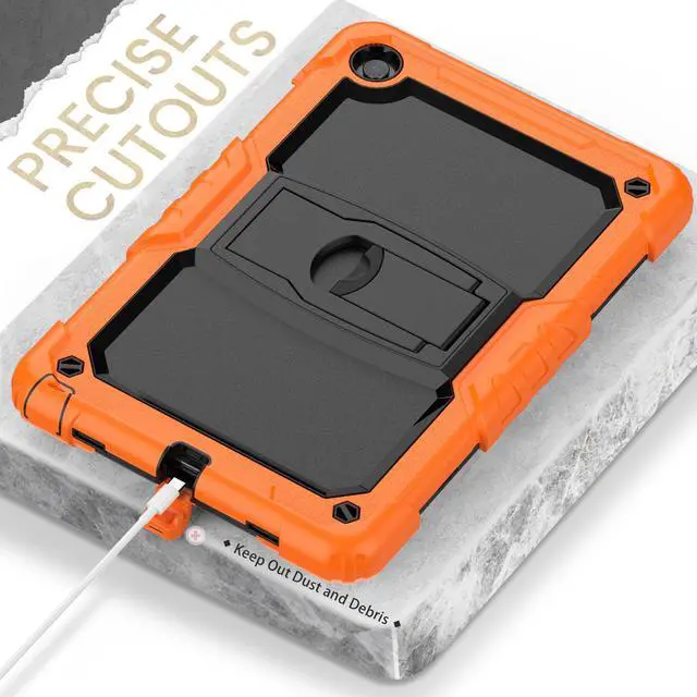 Alt view image 5 of 7 - BONAEVER ShockProof Cover Case for Lenovo Tab M10 Plus 3rd Generation 10.6 inch 2022 Model TB-125FU / TB-128FU / TB-128XU with Stand and & Shoulder Strap & Built-in Screen Protector Orange