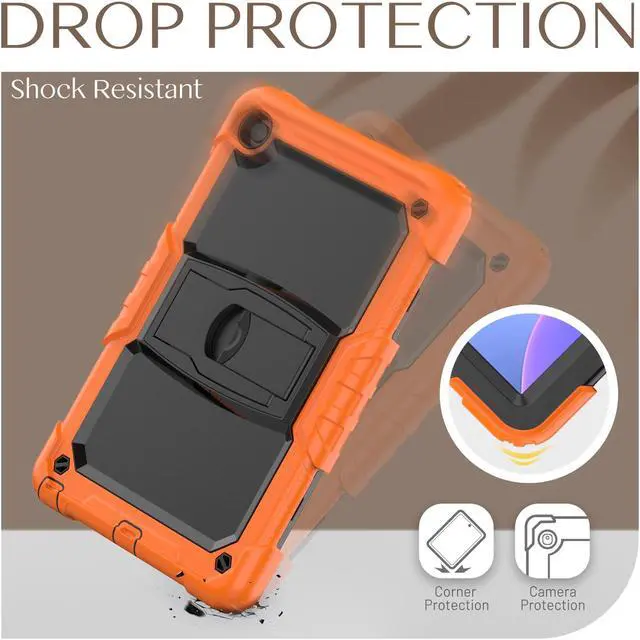 Alt view image 7 of 7 - BONAEVER ShockProof Cover Case for Lenovo Tab M10 Plus 3rd Generation 10.6 inch 2022 Model TB-125FU / TB-128FU / TB-128XU with Stand and & Shoulder Strap & Built-in Screen Protector Orange