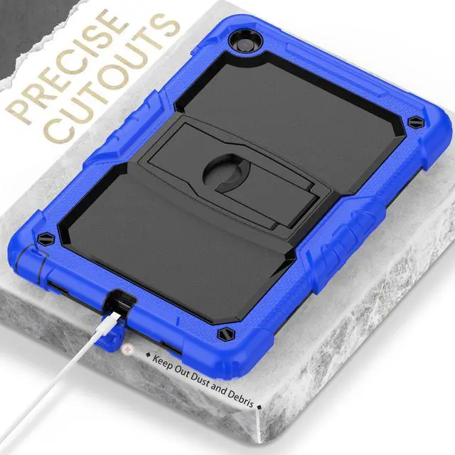 Alt view image 5 of 7 - BONAEVER ShockProof Cover Case for Lenovo Tab M10 Plus 3rd Generation 10.6 inch 2022 Model TB-125FU / TB-128FU / TB-128XU with Stand and & Shoulder Strap & Built-in Screen Protector Blue