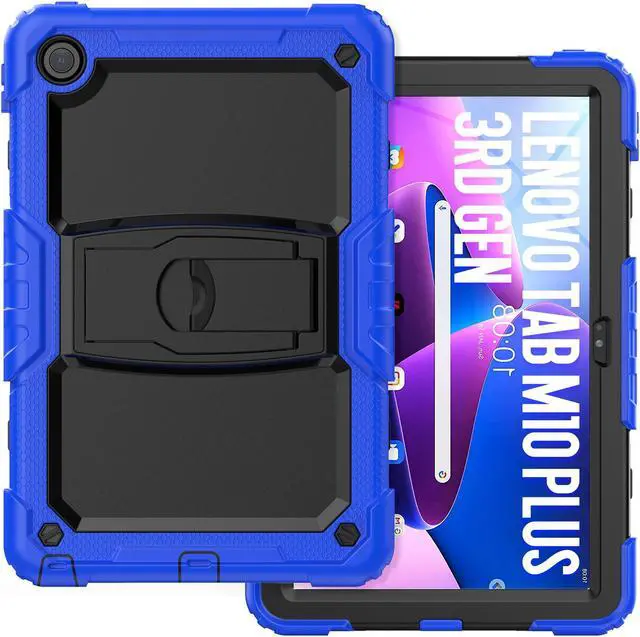 Alt view image 3 of 7 - BONAEVER ShockProof Cover Case for Lenovo Tab M10 Plus 3rd Generation 10.6 inch 2022 Model TB-125FU / TB-128FU / TB-128XU with Stand and & Shoulder Strap & Built-in Screen Protector Blue