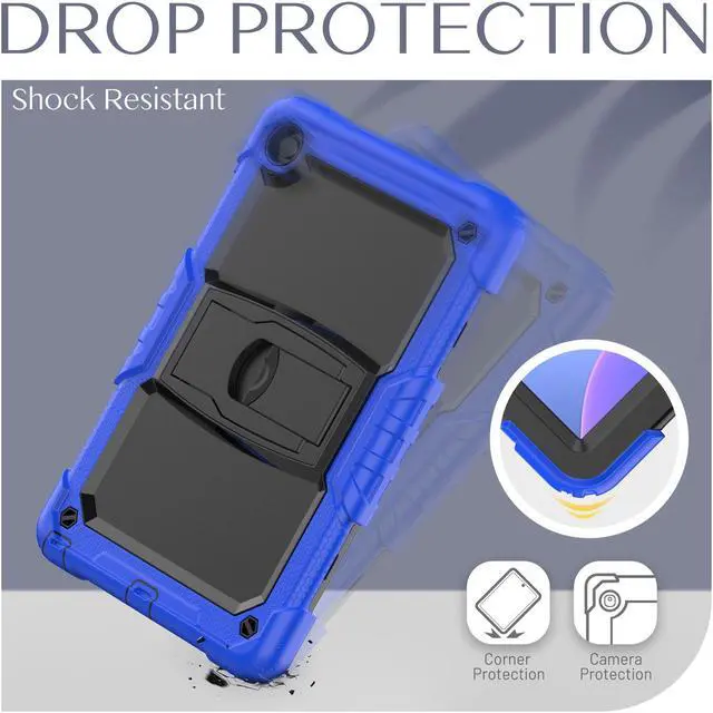 Alt view image 7 of 7 - BONAEVER ShockProof Cover Case for Lenovo Tab M10 Plus 3rd Generation 10.6 inch 2022 Model TB-125FU / TB-128FU / TB-128XU with Stand and & Shoulder Strap & Built-in Screen Protector Blue