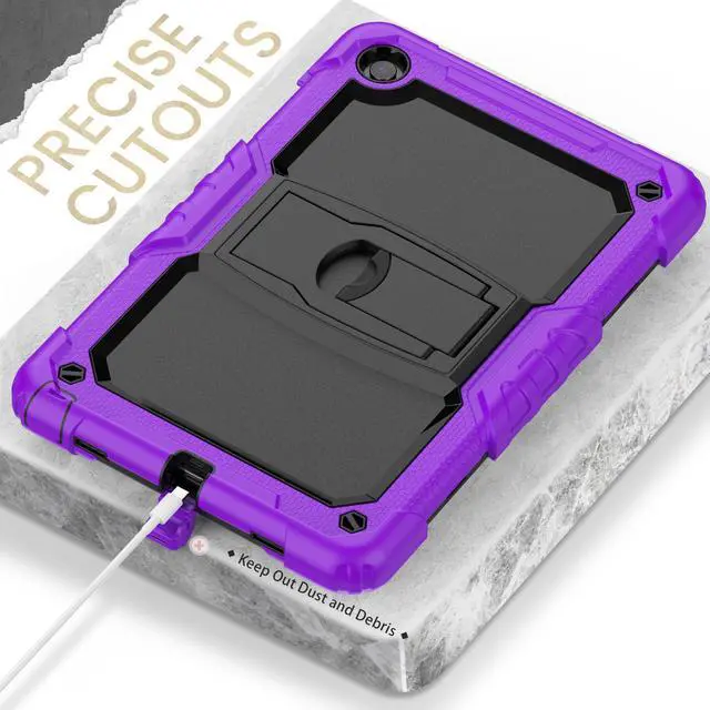 Alt view image 5 of 7 - BONAEVER ShockProof Cover Case for Lenovo Tab M10 Plus 3rd Generation 10.6 inch 2022 Model TB-125FU / TB-128FU / TB-128XU with Stand and & Shoulder Strap & Built-in Screen Protector Purple