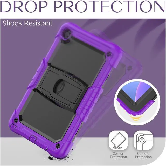 Alt view image 7 of 7 - BONAEVER ShockProof Cover Case for Lenovo Tab M10 Plus 3rd Generation 10.6 inch 2022 Model TB-125FU / TB-128FU / TB-128XU with Stand and & Shoulder Strap & Built-in Screen Protector Purple