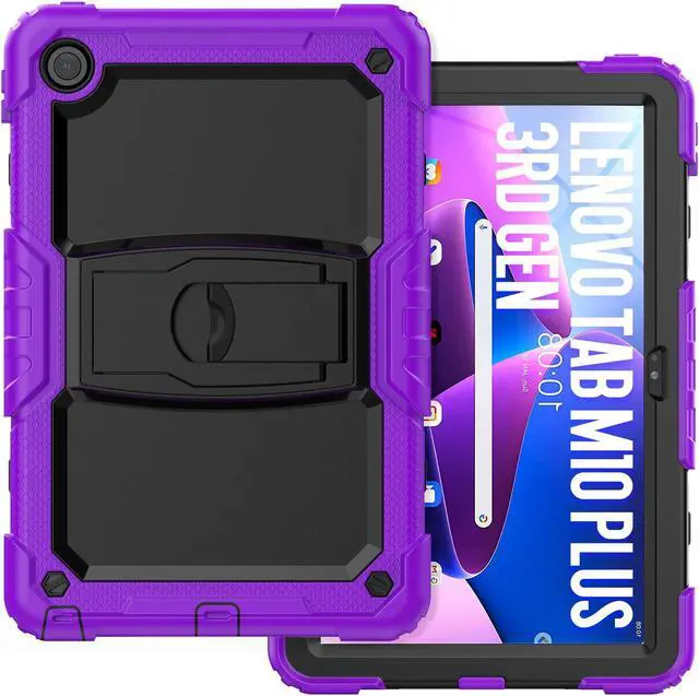 Alt view image 3 of 7 - BONAEVER ShockProof Cover Case for Lenovo Tab M10 Plus 3rd Generation 10.6 inch 2022 Model TB-125FU / TB-128FU / TB-128XU with Stand and & Shoulder Strap & Built-in Screen Protector Purple