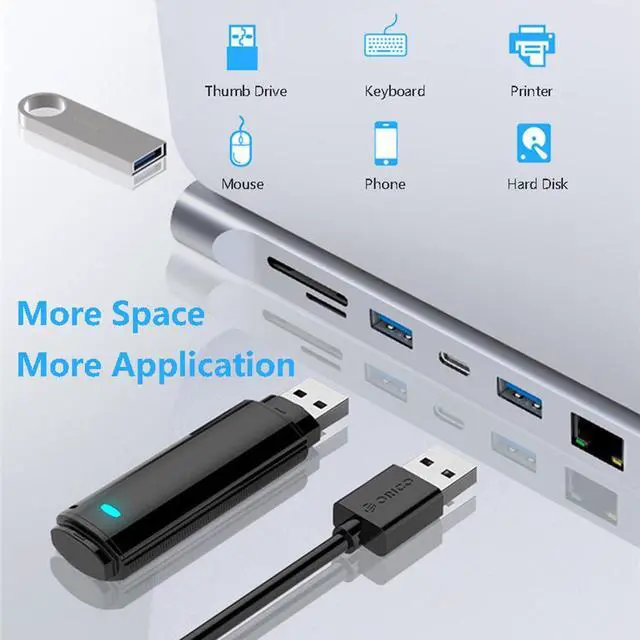 Alt view image 7 of 7 - BONAEVER 12 in 1 USB C Type Hub Adapter Multi Port Triple Display Dongle Type-C to Dual HDMI VGA USB 3.0 PD Charging SD/TF Card Reader Gigabit Ethernet MacBook DELL LenovoHP other Type C laptops
