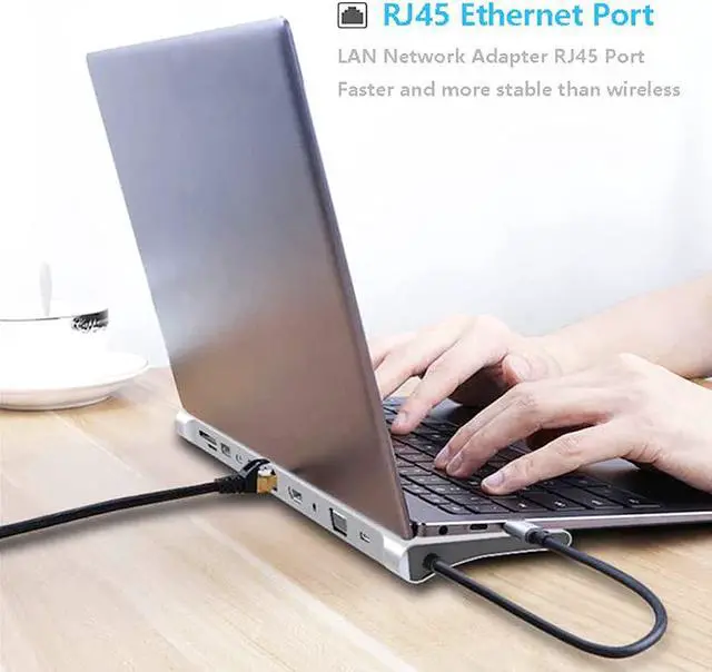Alt view image 4 of 7 - BONAEVER 11 in 1 Type C Adapter USB Type C to HDMI 3 x USB 3.0 USB C TF-SD Reader VGA RJ45 (LAN) 3.5 Audio PD Laptop Docking Station For for Notebook Macbook HP DELL XPS Surface Lenovo ThinkPad