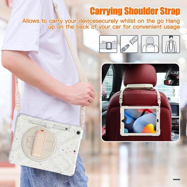 Alt view image 6 of 7 - BONAEVER For iPad 9th Generation Case iPad 8th/7th Generation 10.2 Case with Pencil Holder Stand and Strap Shoulder Strap zenrich Rugged Case for iPad 10.2 inch 2021/2020/2019 White