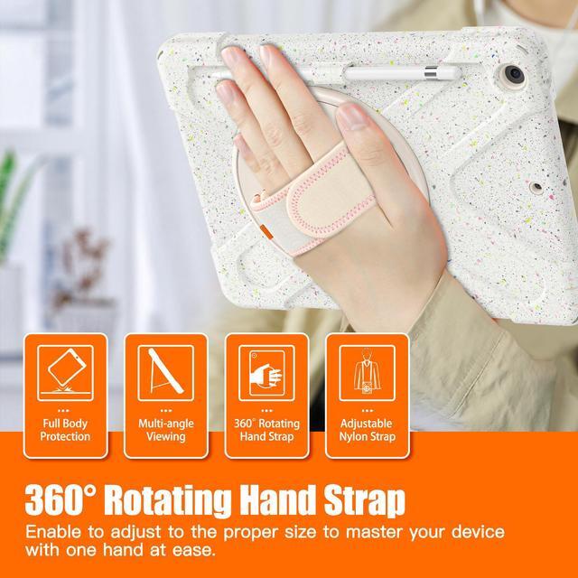 Alt view image 2 of 7 - BONAEVER For iPad 9th Generation Case iPad 8th/7th Generation 10.2 Case with Pencil Holder Stand and Strap Shoulder Strap zenrich Rugged Case for iPad 10.2 inch 2021/2020/2019 White
