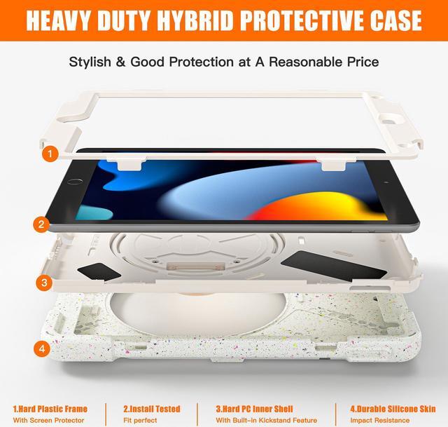 Alt view image 7 of 7 - BONAEVER For iPad 9th Generation Case iPad 8th/7th Generation 10.2 Case with Pencil Holder Stand and Strap Shoulder Strap zenrich Rugged Case for iPad 10.2 inch 2021/2020/2019 White
