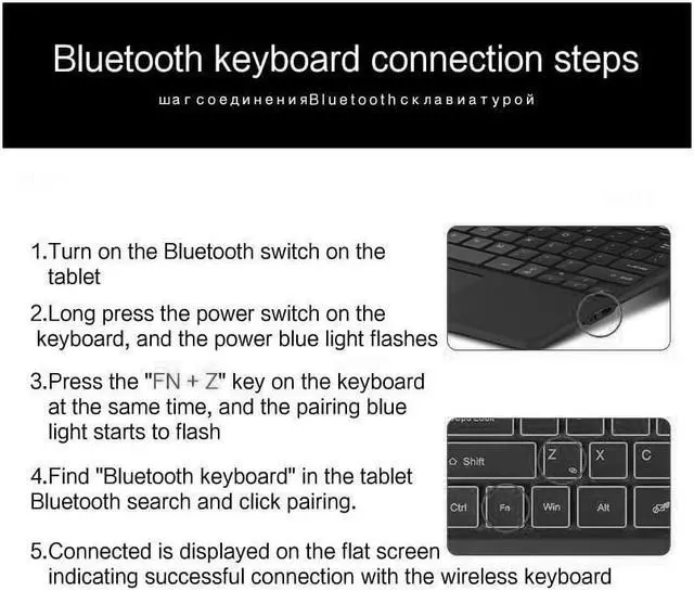 Alt view image 5 of 6 - BONAEVER Type Cover for 13 inch Microsoft Surface Pro 9 / Pro 8 / Pro X Portable Bluetooth 5.1 Wireless Keyboard with Touchpad / Pencil Holder / Built-in Rechargeable Battery