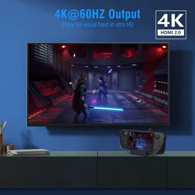 Alt view image 2 of 7 - BONAEVER Docking Station for Steam Deck 6-in-1 Upgraded 4K 60Hz 1000Mbps LAN TV Docking Stand with HDMI 4K@60Hz Gigabit Ethernet3 USB3.0Support PD 3.0 Fast Charging USB-C for Valve Stream Deck