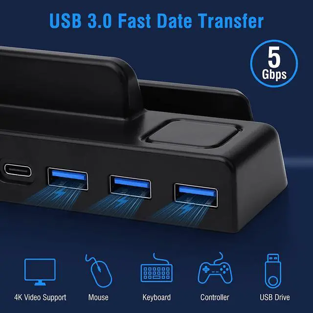 Alt view image 6 of 7 - BONAEVER Docking Station for Steam Deck 6-in-1 Upgraded 4K 60Hz 1000Mbps LAN TV Docking Stand with HDMI 4K@60Hz Gigabit Ethernet3 USB3.0Support PD 3.0 Fast Charging USB-C for Valve Stream Deck