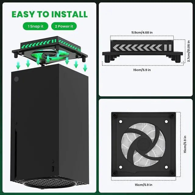 Alt view image 5 of 7 - BONAEVER Upgraded RGB Cooling Fan for Xbox Series X with Du Stand Filter Top Fan Cooling Sy Standem witHandleD Lights Independent Touch Switch Low Noise Cooling Fan for Xbox Series X