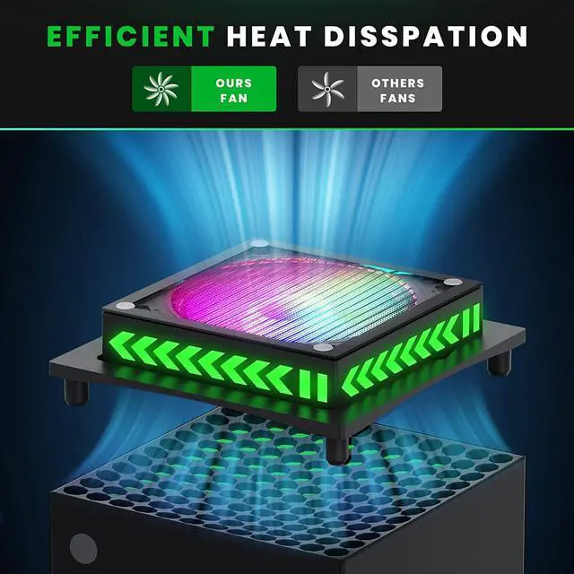 Alt view image 3 of 7 - BONAEVER Upgraded RGB Cooling Fan for Xbox Series X with Du Stand Filter Top Fan Cooling Sy Standem witHandleD Lights Independent Touch Switch Low Noise Cooling Fan for Xbox Series X
