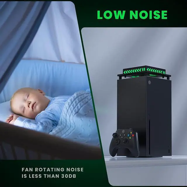 Alt view image 6 of 7 - BONAEVER Upgraded RGB Cooling Fan for Xbox Series X with Du Stand Filter Top Fan Cooling Sy Standem witHandleD Lights Independent Touch Switch Low Noise Cooling Fan for Xbox Series X