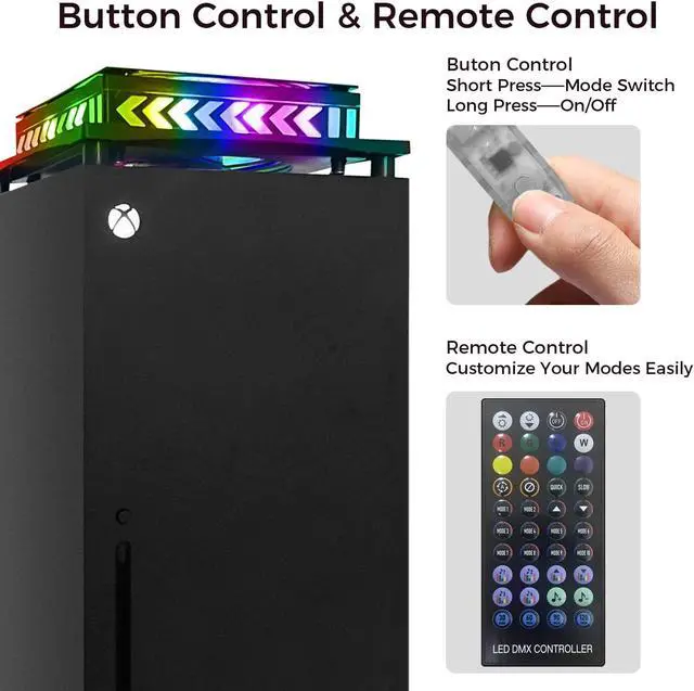 Alt view image 5 of 7 - BONAEVER Cooling Fan Compatible with Xbox Series X - Fan Cooler Sy Standem for Xbox Series X with 400+ RGB Light Effects Du Stand-proof Low Noise Top Fan APP Remote Control for Series X Accessories