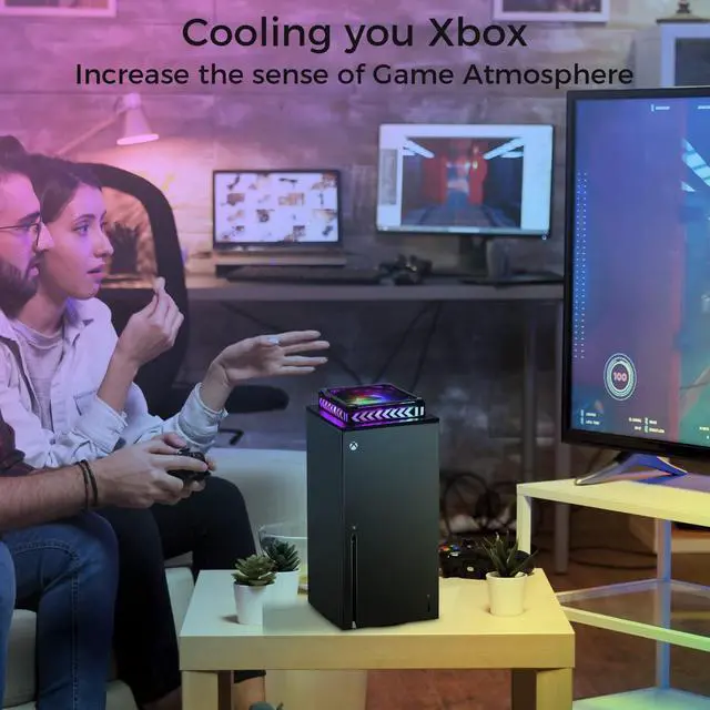 Alt view image 7 of 7 - BONAEVER Cooling Fan Compatible with Xbox Series X - Fan Cooler Sy Standem for Xbox Series X with 400+ RGB Light Effects Du Stand-proof Low Noise Top Fan APP Remote Control for Series X Accessories