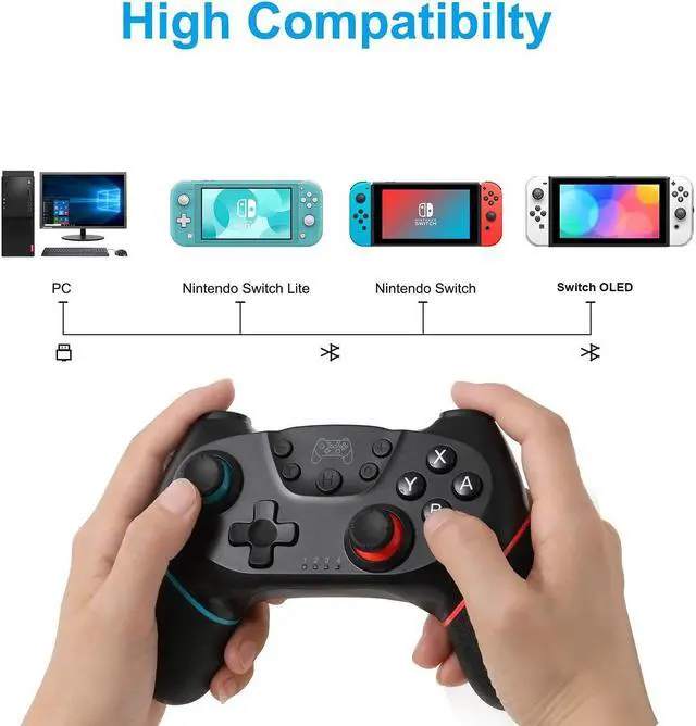 Alt view image 7 of 7 - BONAEVER Wirelss Switch Controller Switch Pro Controller for Nintendo Switch/Switch OLED/Switch Lite Remote Switch Controller Gamepad with Joy Standick Supports Wake-Up Gyro Axis Turbo Dual Vibration