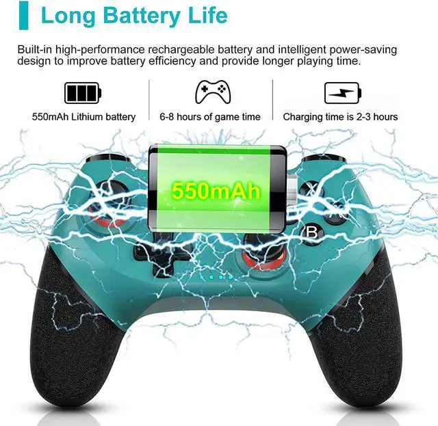 Alt view image 6 of 7 - BONAEVER Switch Controller Wireless Pro Controller Compatible for Nintendo Switch Bluetooth Switch Controller PC Game Controller Supports Gyro Axis Turbo Dual Vibration with Charging Cable