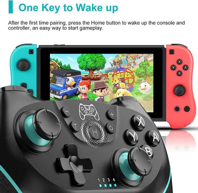 Alt view image 5 of 7 - BONAEVER Switch Controller Wireless Pro Controller Compatible for Nintendo Switch Bluetooth Switch Controller PC Game Controller Supports Gyro Axis Turbo Dual Vibration with Charging Cable Black