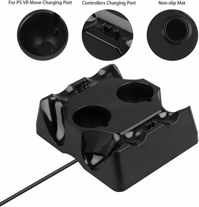 Alt view image 7 of 7 - BONAEVER PS4 Controller Charger Station 4 in 1 PS Motion Move Charging Station Fast Charging Dock Station Wireless Multi Controller For PS4 VR Playstation 4 PS4 Slim PS4 Pro with LED Indicator