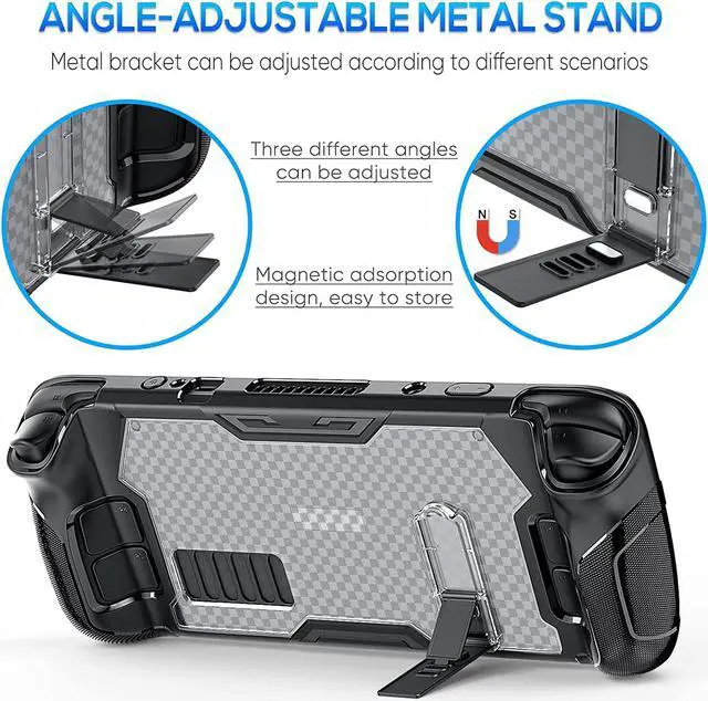 Alt view image 6 of 7 - BONAEVER Upgraded Protective Case for Steam Deck with Adjustable Stand and TPU+PC Hard Protector Cover Case Accessories with 2 Pack Screen Protector for Valve Steam Deck Anti-Scratch Durable Design