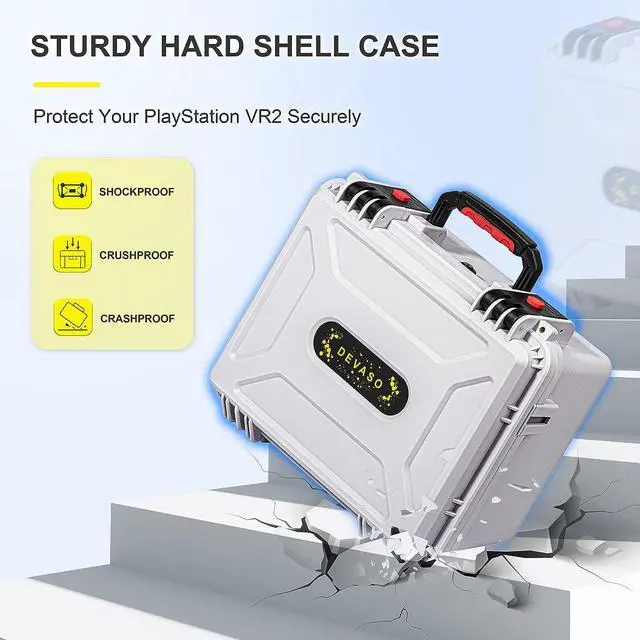 Alt view image 3 of 7 - BONAEVER Carrying Case for PSVR2 Waterproof Hard Travel Case for Play Standation VR2 Gaming Headset Controllers Accessories Suitable for Travel Home Standorage White