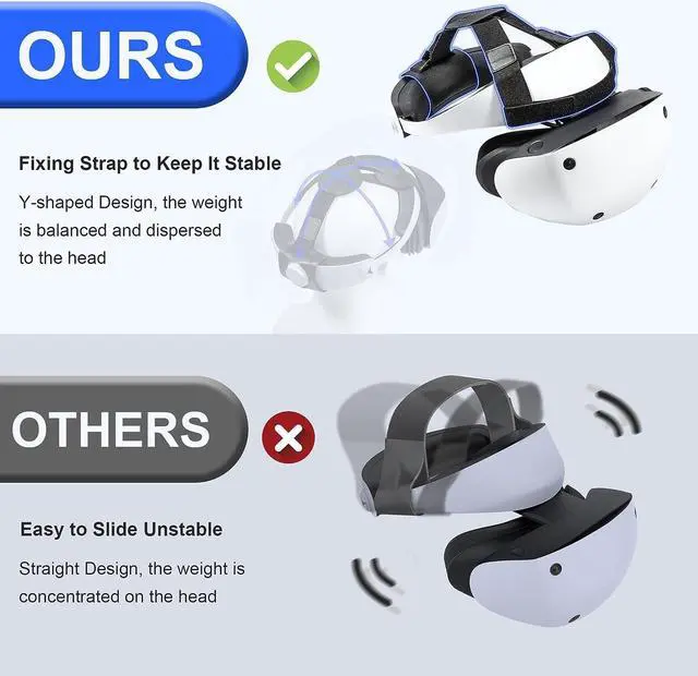 Alt view image 3 of 7 - BONAEVER Adjustable Head Strap for Play Standation VR2 Comfortable Soft PSVR2 Strap Reduced Pressure PS5 VR2 Accessories for VR Game