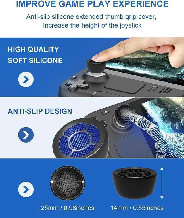 Alt view image 2 of 7 - BONAEVER Joy Stick Thumb Grips Caps DEVASO Silicone Joy Stick Protector 4 Pcs of Anti-Slip Extended Thumb Grips Covers for Steam Deck/Switch/PS5/PS4/Xbox 2 Pcs of Thumb Grips Protector for Steam Deck