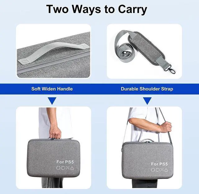 Alt view image 6 of 7 - BONAEVER Carrying Case Compatible with PS5 Hard Shell Travel Case for Play Standation 5 Console Controller PS5 Disk/Digital Edition Large Capacity Protective Standorage Bag for Games Accessories