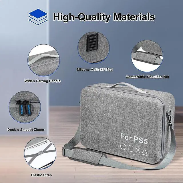 Alt view image 4 of 7 - BONAEVER Carrying Case Compatible with PS5 Hard Shell Travel Case for Play Standation 5 Console Controller PS5 Disk/Digital Edition Large Capacity Protective Standorage Bag for Games Accessories