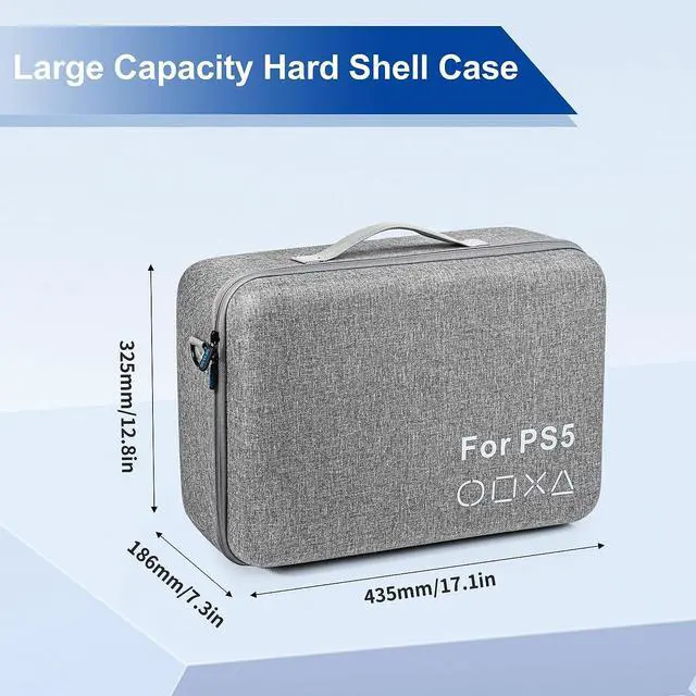 Alt view image 5 of 7 - BONAEVER Carrying Case Compatible with PS5 Hard Shell Travel Case for Play Standation 5 Console Controller PS5 Disk/Digital Edition Large Capacity Protective Standorage Bag for Games Accessories