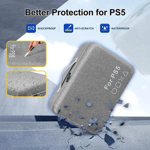 Alt view image 3 of 7 - BONAEVER Carrying Case Compatible with PS5 Hard Shell Travel Case for Play Standation 5 Console Controller PS5 Disk/Digital Edition Large Capacity Protective Standorage Bag for Games Accessories