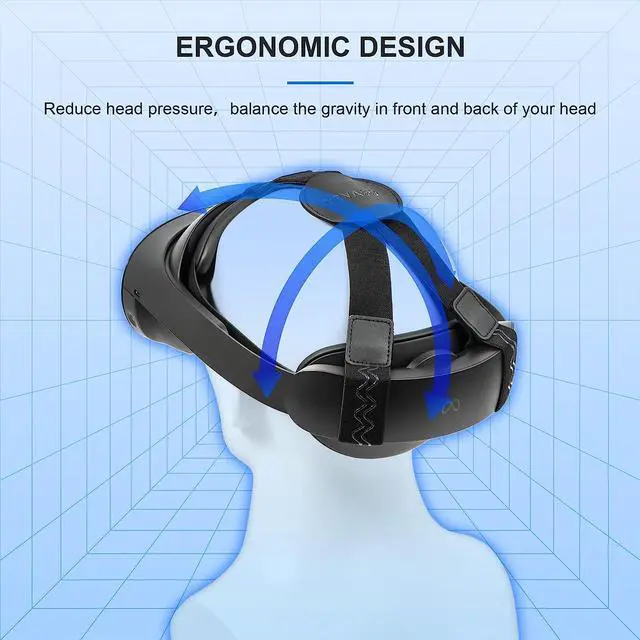 Alt view image 2 of 6 - BONAEVER Head Strap for Meta Quest Pro Adjustable Soft Strap Reduced Pressure & Comfortable Accessories for VR Game