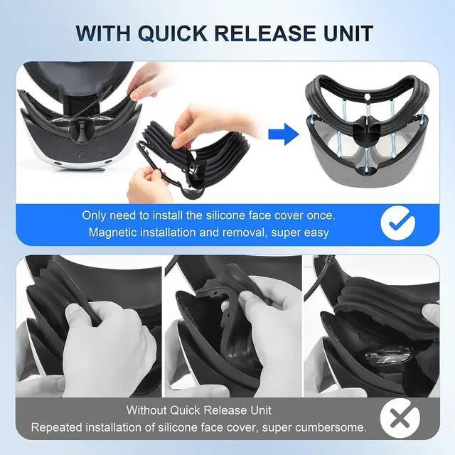 Alt view image 2 of 7 - Silicone Face Cover Quick Release Unit for Playstation VR2, Lightweight PSVR 2 Accessories, Compatible with PS VR2 Headset Silicone Face Cover