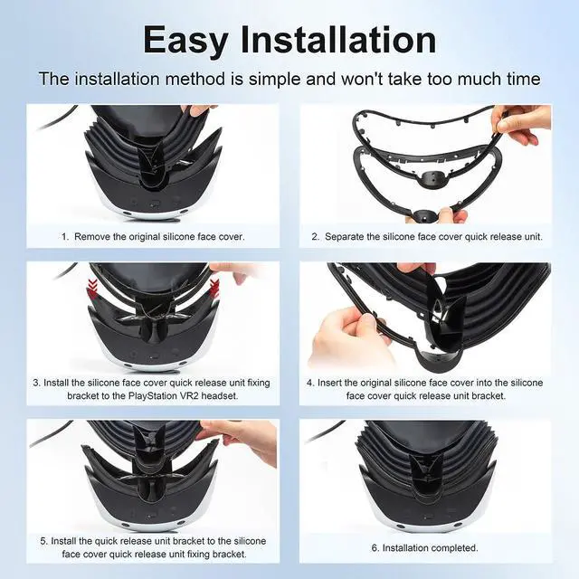 Alt view image 7 of 7 - Silicone Face Cover Quick Release Unit for Playstation VR2, Lightweight PSVR 2 Accessories, Compatible with PS VR2 Headset Silicone Face Cover