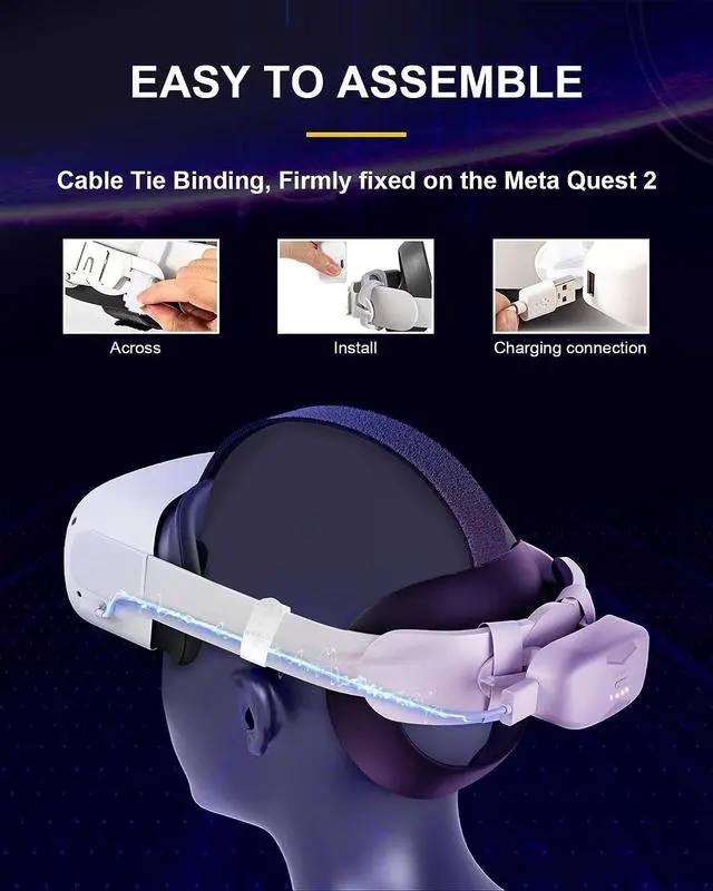 Alt view image 3 of 7 - BONAEVER Battery Pack for Meta Que Stand 2 / Oculus Que Stand 2/ Meta Que Stand Pro 6000mAh Rechargeable Portable Extended Battery Pack for Extra 3 Hours Playtime Keep Counter Balance