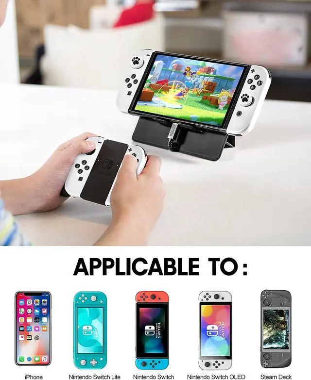 Alt view image 7 of 7 - BONAEVER Playstand for Nintendo Switch Portable Foldable Magnetic Stand for Nintendo Switch/Steam Deck/Phone 3 in 1 Accessories Kit with Stand 2pcs Switch OLED Screen Protectors & 2pcs Wheel Grip Caps
