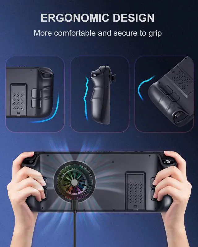 Alt view image 5 of 7 - BONAEVER Back Cover with Semiconductor Cooler for Steam Deck Replacement Protective Case with Magnetic Cooling Fan Heat-Dissipation Accessories Set for Steam Deck Black