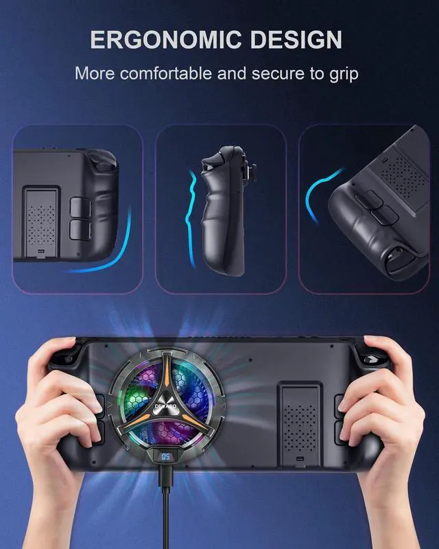 Alt view image 5 of 7 - BONAEVER Back Cover with Semi-Conductor Cooler for Steam Deck Replacement Protective Case with Magnetic Cooling Fan Heat-Dissipation Accessories Kit for Steam Deck