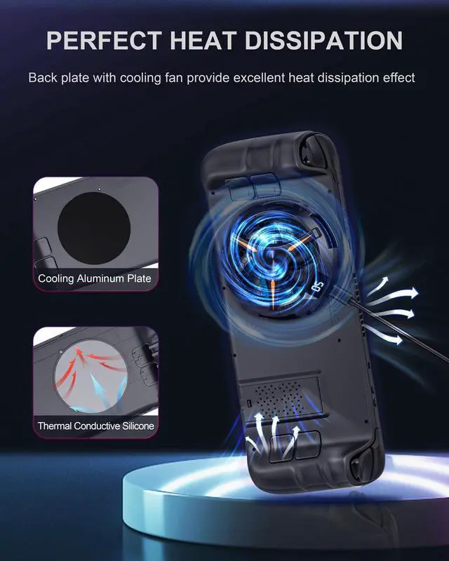 Alt view image 6 of 7 - BONAEVER Back Cover with Semi-Conductor Cooler for Steam Deck Replacement Protective Case with Magnetic Cooling Fan Heat-Dissipation Accessories Kit for Steam Deck