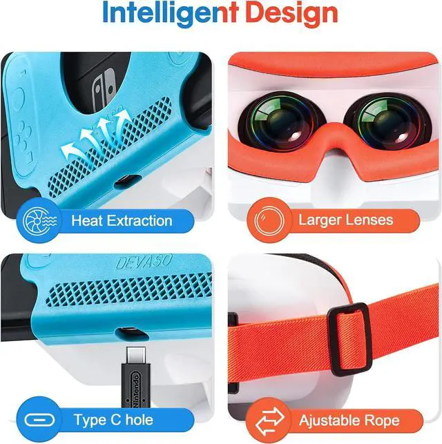 Alt view image 5 of 7 - BONAEVER VR Headset for Nintendo Switch OLED / Nintendo Switch 3D VR (Virtual Reality) Glasses Switch VR Labo Goggles Headset for Nintendo Switch