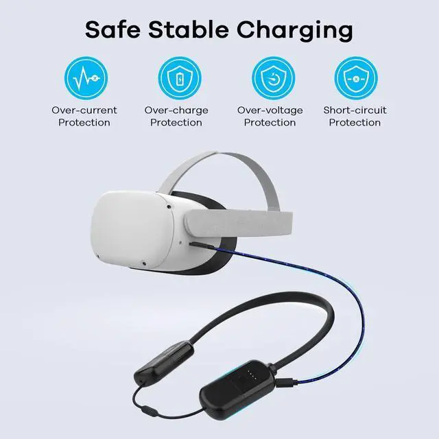 Alt view image 3 of 7 - BONAEVER 8000mAh Battery Pack Compatible with Quest 2/Quest Pro/Quest 1/Pico 4/Meta/Oculus Quest 2 Accessories for Oculus Quest 2 Neck Power Bank to Less Head Pressure Extend Playtime in Vr