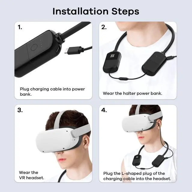 Alt view image 5 of 7 - BONAEVER 8000mAh Battery Pack Compatible with Quest 2/Quest Pro/Quest 1/Pico 4/Meta/Oculus Quest 2 Accessories for Oculus Quest 2 Neck Power Bank to Less Head Pressure Extend Playtime in Vr