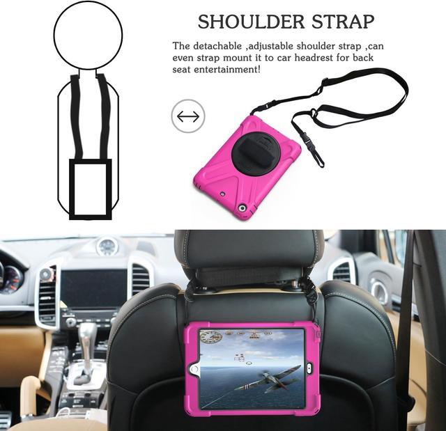 Alt view image 4 of 6 - BONAEVER Case For iPad Mini 3 2 1 Shockproof Protective Cover with 360 Degrees Rotatable Stand and Strap Shoulder Strap for iPad Mini / iPad Mini 2 / iPad Mini 3 Rose Red