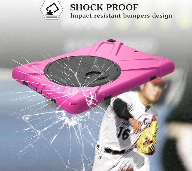 Alt view image 5 of 6 - BONAEVER Case For iPad Mini 3 2 1 Shockproof Protective Cover with 360 Degrees Rotatable Stand and Strap Shoulder Strap for iPad Mini / iPad Mini 2 / iPad Mini 3 Rose Red