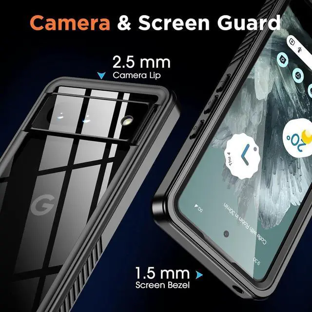Alt view image 3 of 7 - BONAEVER for Google Pixel 8 Case Pixel 8 5G Phone Case IP68 Waterproof with Built-in Screen Protector Sealed Shockproof Dustdproof Snowproof Clear Case for Pixel 8 - Black