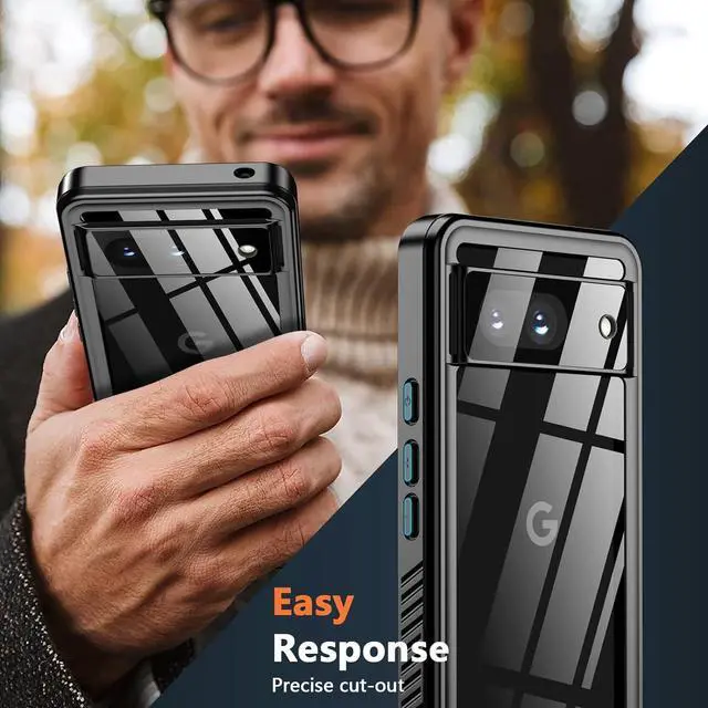 Alt view image 7 of 7 - BONAEVER for Google Pixel 8 Case Pixel 8 5G Phone Case IP68 Waterproof with Built-in Screen Protector Sealed Shockproof Dustdproof Snowproof Clear Case for Pixel 8 - Black